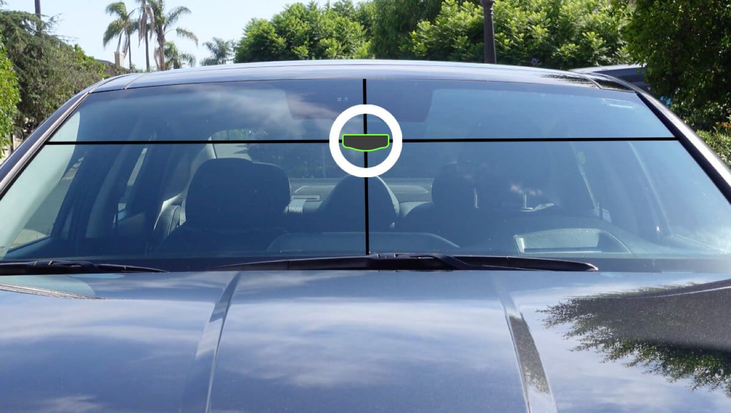 approximate position on windshield to mount the comma device